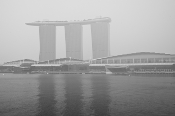 Marina Bay Sands disappearing in the haze